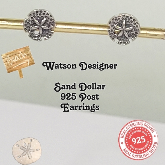 NEW Sterling Silver - WTS WATSON Sand Dollar Sea Shell Stud Earrings - Picture 1 of 11
